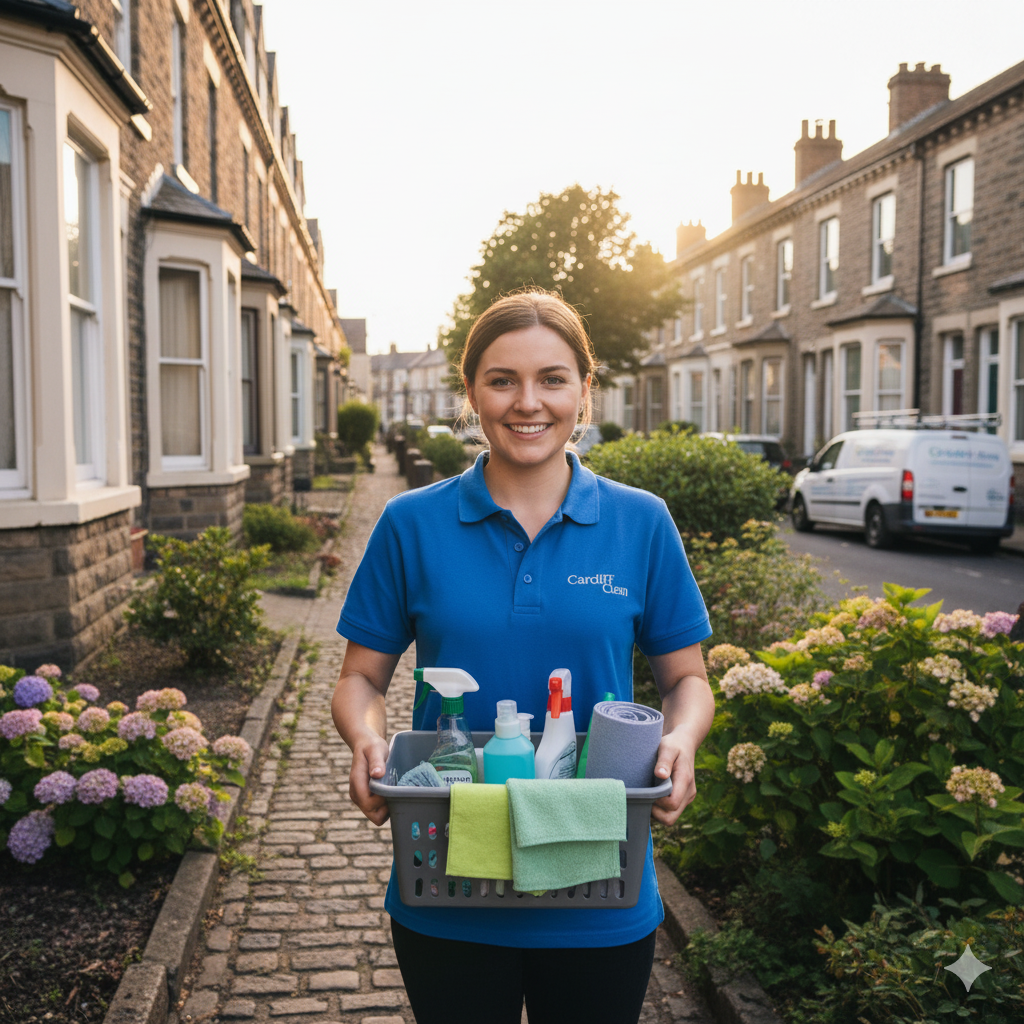 Professional cleaning service team in Cardiff ready for deep clean.